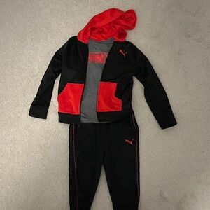 Puma Black and Red Hoodie Set